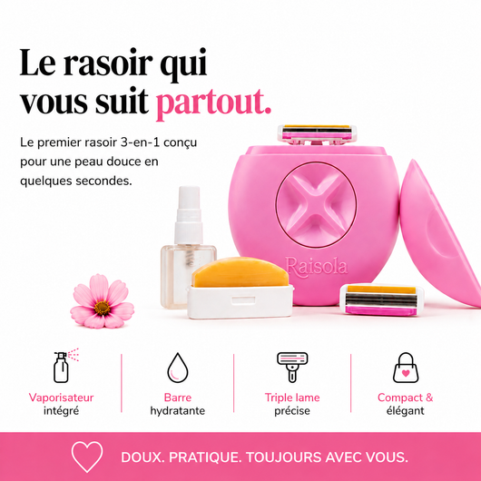 Rasoir 3-en-1 Femme | Rasoir de Voyage avec Vaporisateur - Raisola