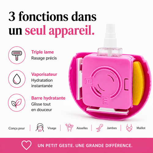 Rasoir 3-en-1 Femme | Rasoir de Voyage avec Vaporisateur - Raisola